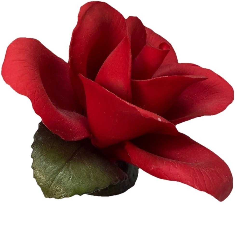 Vintage Capodimonte Napoleon Porcelain Red Rose Figurine Made in Italy N Crown